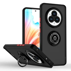 Armor Matte Shockproof Case with Ring Magnetic Stand Holder for Realme 14 Pro 5G (Black Red)