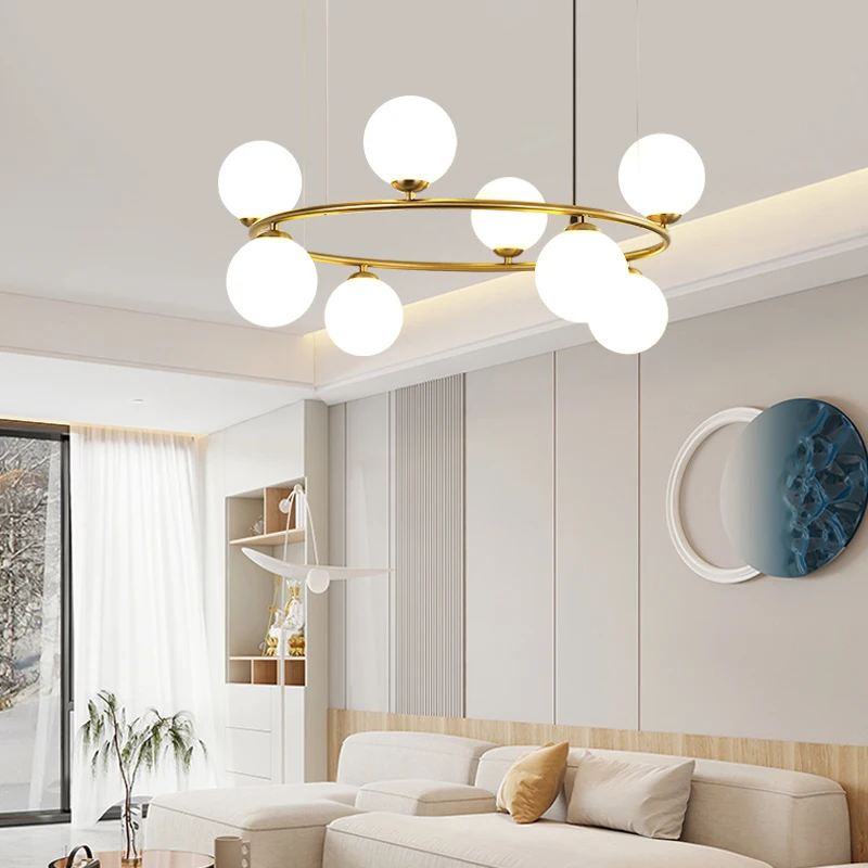 Фото Лампа-кольцо для гостиной, столовой, трехцветная лампа-абажур, белая лампа для кухни, бара, освещение, мебель №1