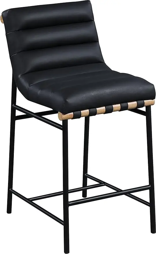 

Meridian Furniture 857Black-C Burke Collection Modern | Contemporary Faux Leather Upholstered Counter Stool, Black