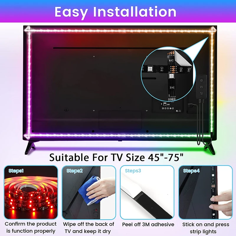LED Strip Lights 5050 RGB 3keys 24keys 44 keys Remote Control USB Neon Light Colorful TV Background Decoration for home Lighting