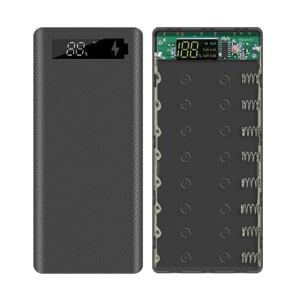 SWXF 18650 배터리 보조베터리 케이스 LCD 디스플레이 지원 8X18650 배터리 용 20000MAh LCD 디스플레이 DIY 보조베터리 케이스 (검정색)