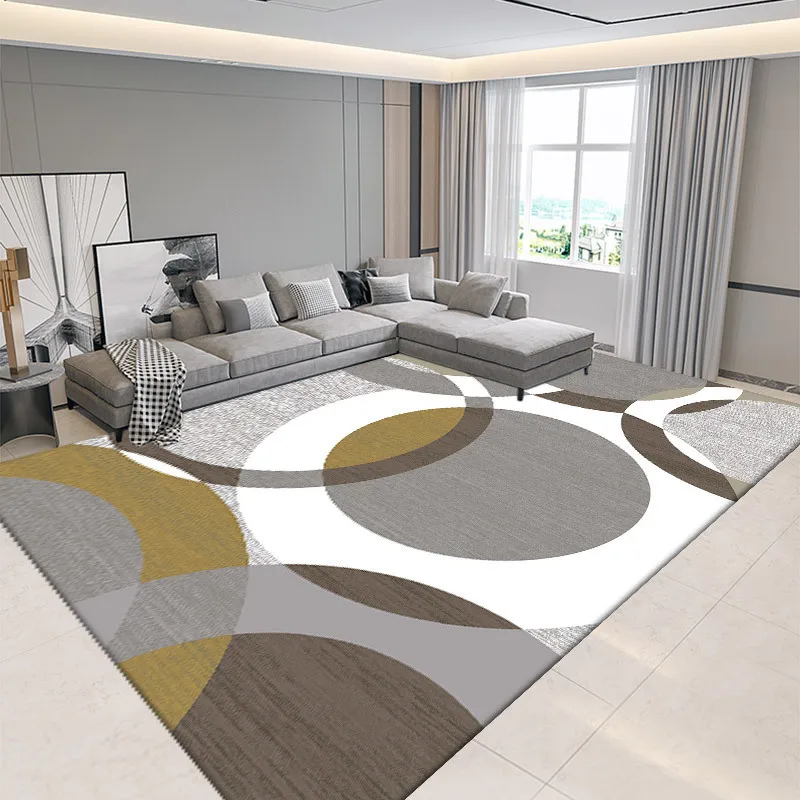 Nordic Geometric Print Living Room Bedroom Crystal Velvet Non-Slip Dirt Resistant And Easy To Care Carpet Home Decor Floor Mat