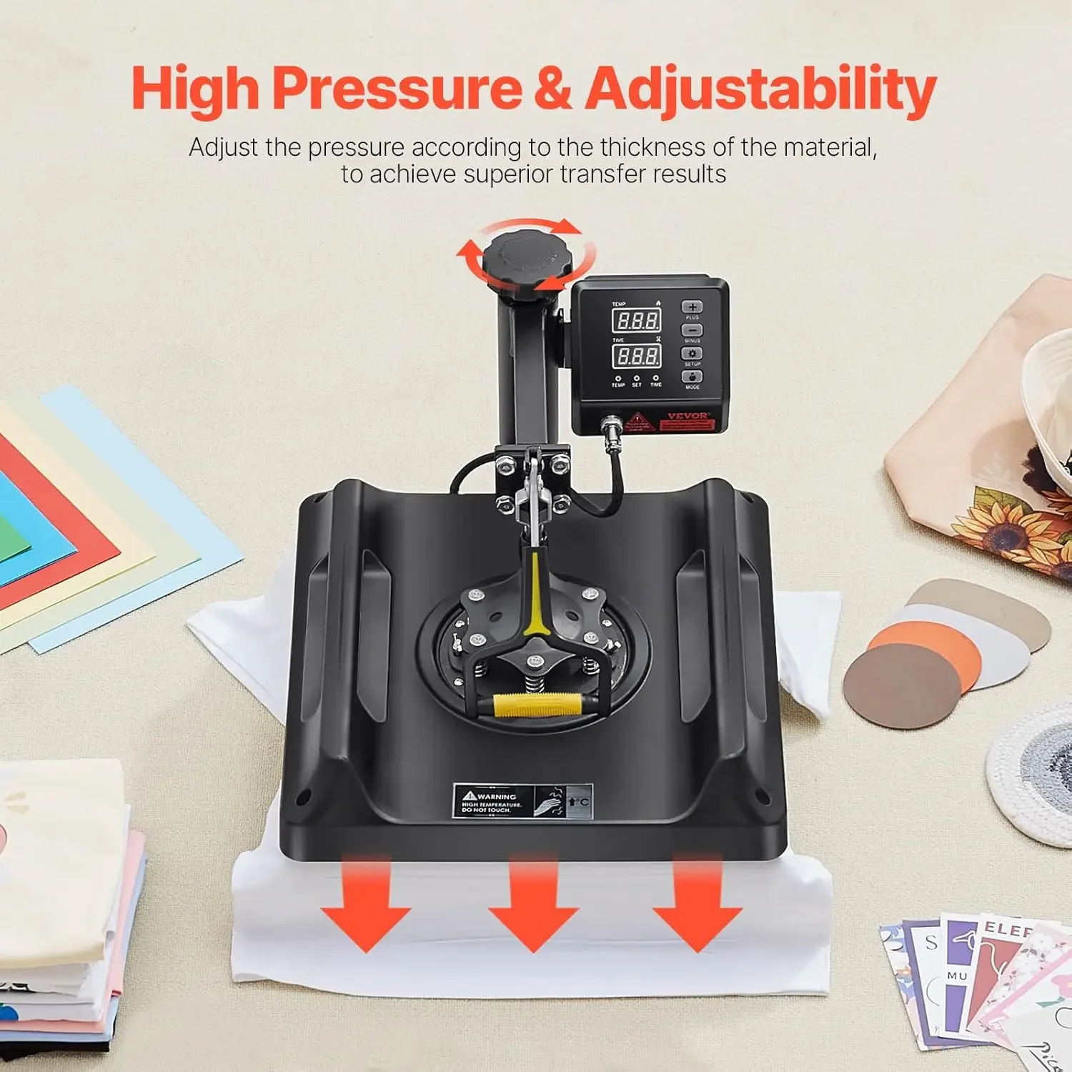 Heat Press Machine 8 in 1 Combo 15x15 Inch, 360° Swing Away Digital Tshirt Press Machine, Clamshell Sublimation Heat Press 5