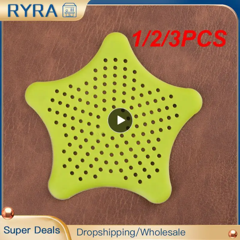 

1/2/3PCS Kitchen Sink Strainers Five-pointed Star PVC Filter Sewer Sink Waste Strainer Drain Catcher Cover Kitchen Sink