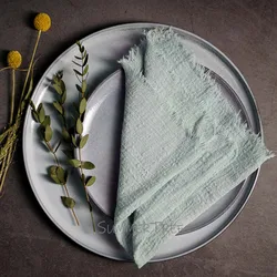 Rustic Cotton Gauze Napkins - Vintage-Style Tea Towels for Elegant Table Decoration (Greyish Green)