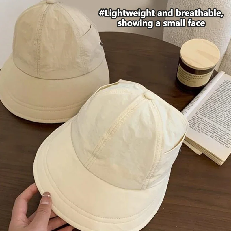 Sonnenhüte für Damen mit breiter Krempe, UV-Schutz, hohler Kopfteil, Sommer-Strandhut, faltbarer Visor, Fischerhüte mit Maskenknopf – Detail 8