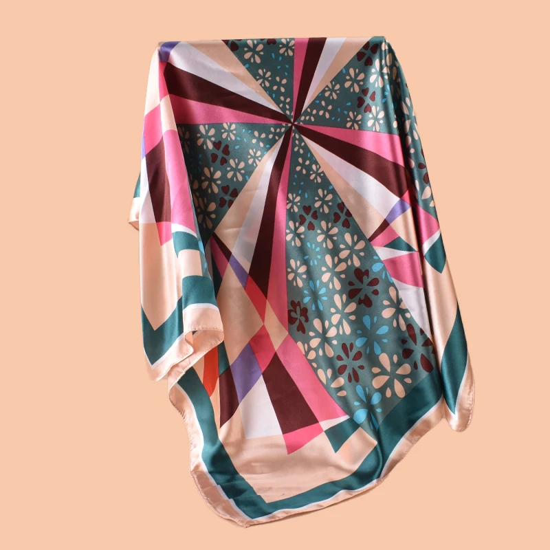 1 Stück Diamantmuster Satin Quadratischer Schal Damen Haaraccessoire Frühling Neuer Stil Vielseitiger Gürtel Taschendekoration Seidenkopftuch – Detail 18
