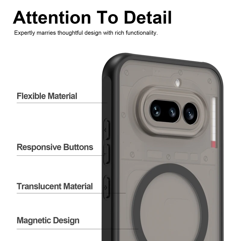 ELVEV Magnetic Translucent Frosted Matte Waterproof Protective Phone Cover