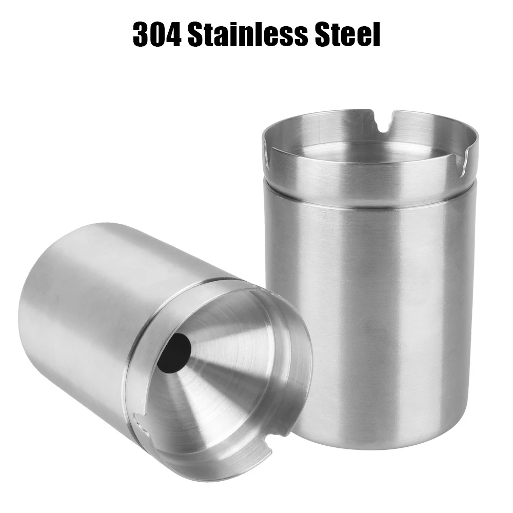 Stainless Steel Ashtray Detachable With Lid Windproof Home Car Holder