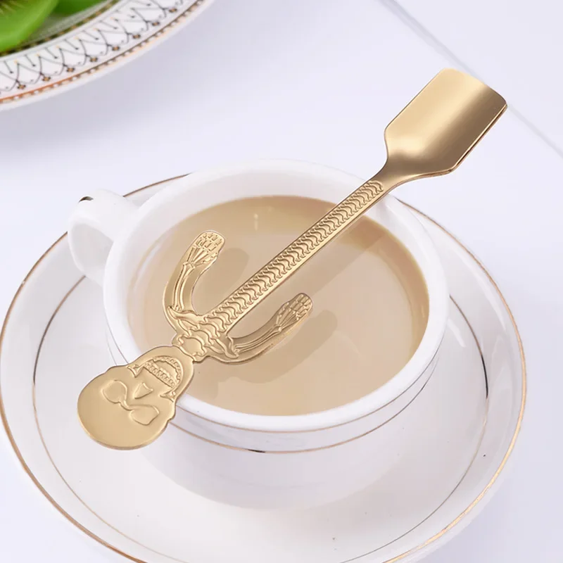 304 Stainless Steel Skeleton Spoon Halloween Coffee Spoon Bone Stirring Hanging Cup Small stainless steel spoon stainless steel spoon set stainless steel fork spoon set