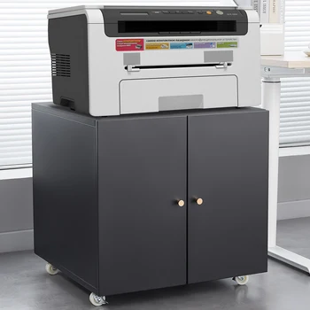 Supporto per stampante in metallo con tavoli per stampante mobili portaoggetti con porta Schedario con ripiano regolabile su ruote per l'home office 1