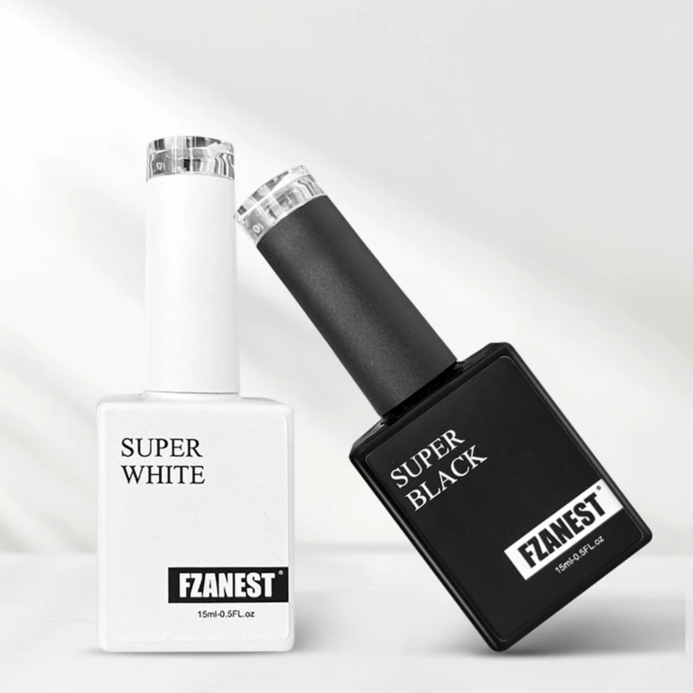 FZANESTSuperWhiteGelPolishNotYellowingSuperBlackNailPolish