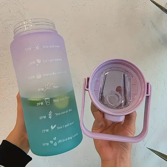 2 Liter Sports Water Bottle With Straw Large Capacity Fitness With Scale Gradient Kettle Outdoor Plastic Portable Water Bottle 4
