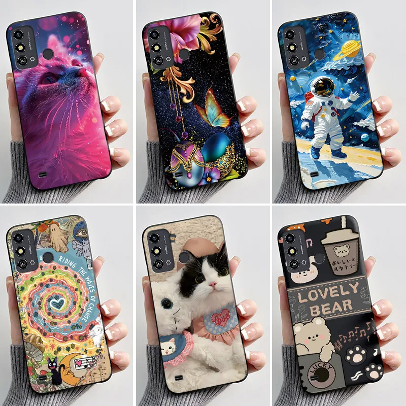 Aesthetic Cute Cat Astronaut Black Soft Silicone Phone Case & Bumper Cover