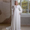 Jiayigong Plus Size Muslim Wedding Dress Modest Long Sleeves Scoop Neck Beading Jersey A Line Sweep Train Bridal Dresses 1