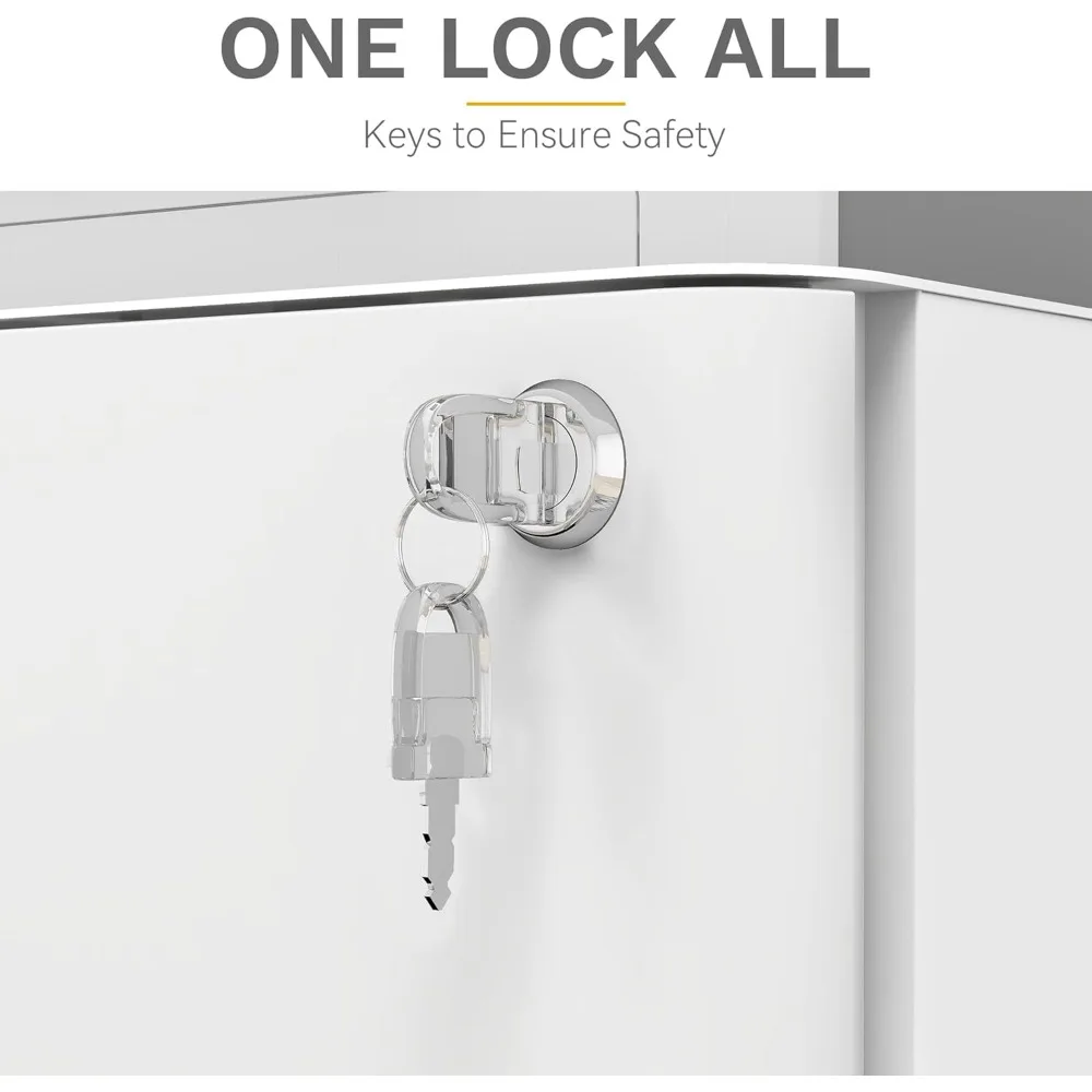 3-drawer vertical file cabinet, mobile filing cabinet with lockable, pre-assembled compact slim file cabinet, portable office s