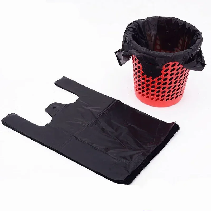 Black Plastic Grocery Shopping Bags with Handle
