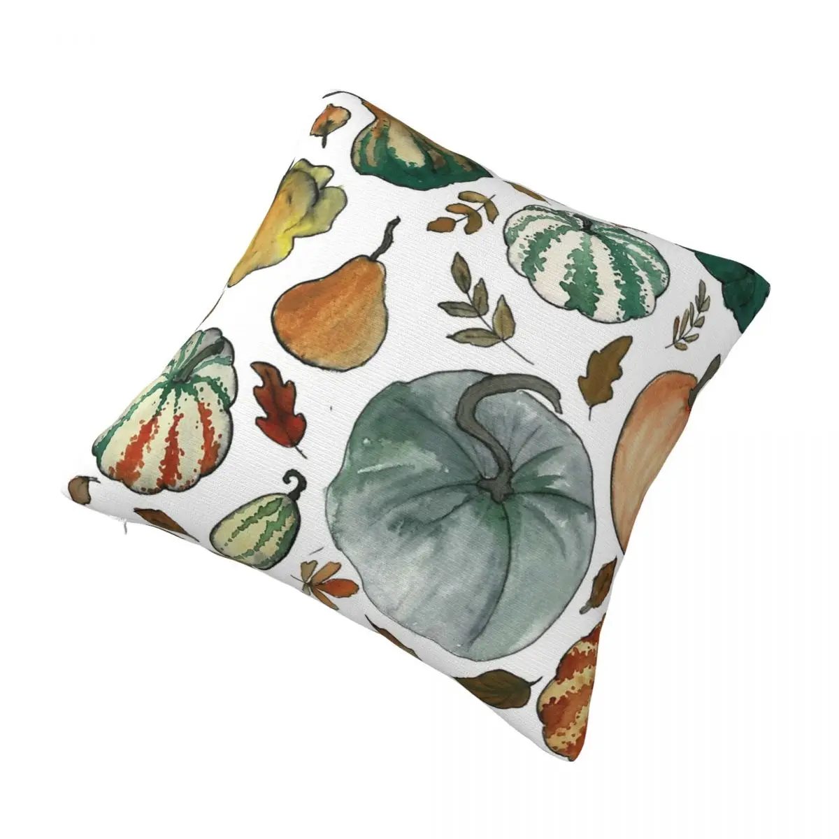 

Autumn Squashes Watercolor Seamless Square Pillowcase Polyester Pillow Cover Velvet Cushion Zip Decorative Comfort Throw Pillow