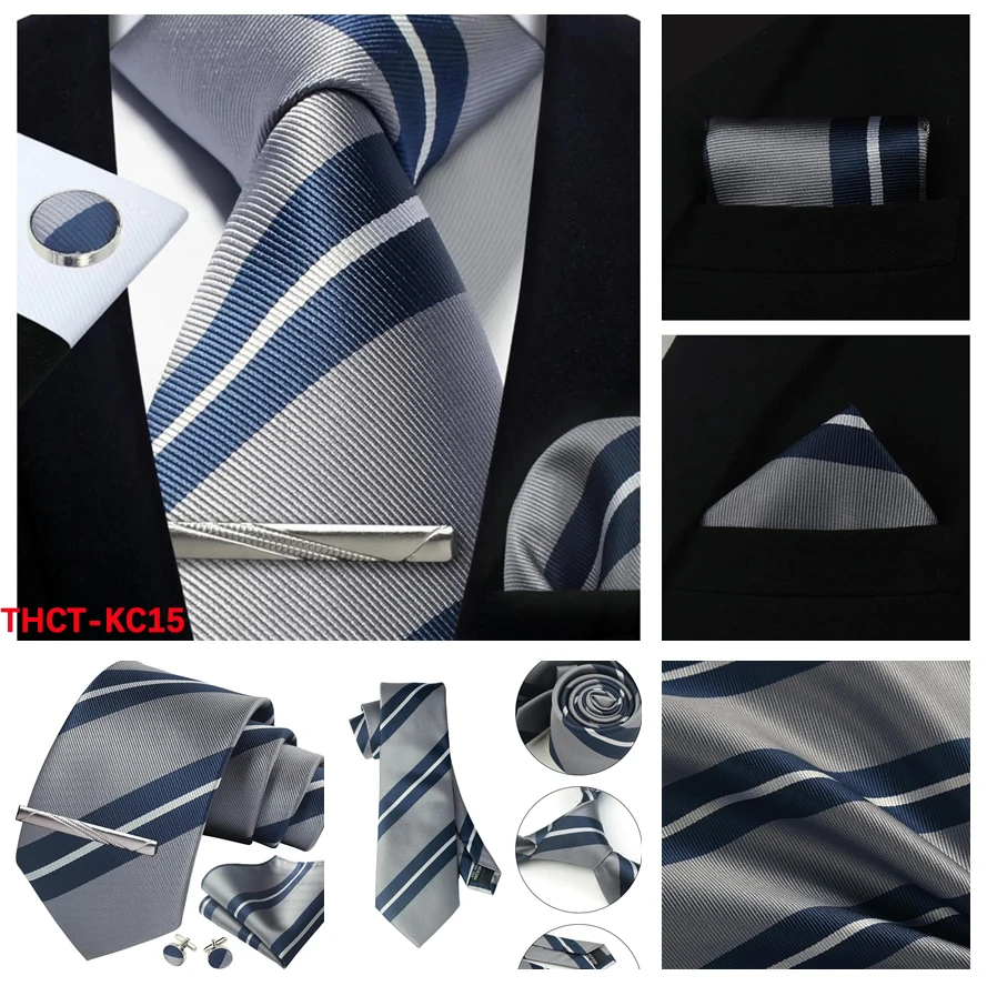 100 % Herren-Krawatten, klassisch, gestreift, Jacquard-gewebt, handgefertigt, für formelle Party, Hemd, Accessoires, Anzug, Krawatten, Krawatte – Detail 27