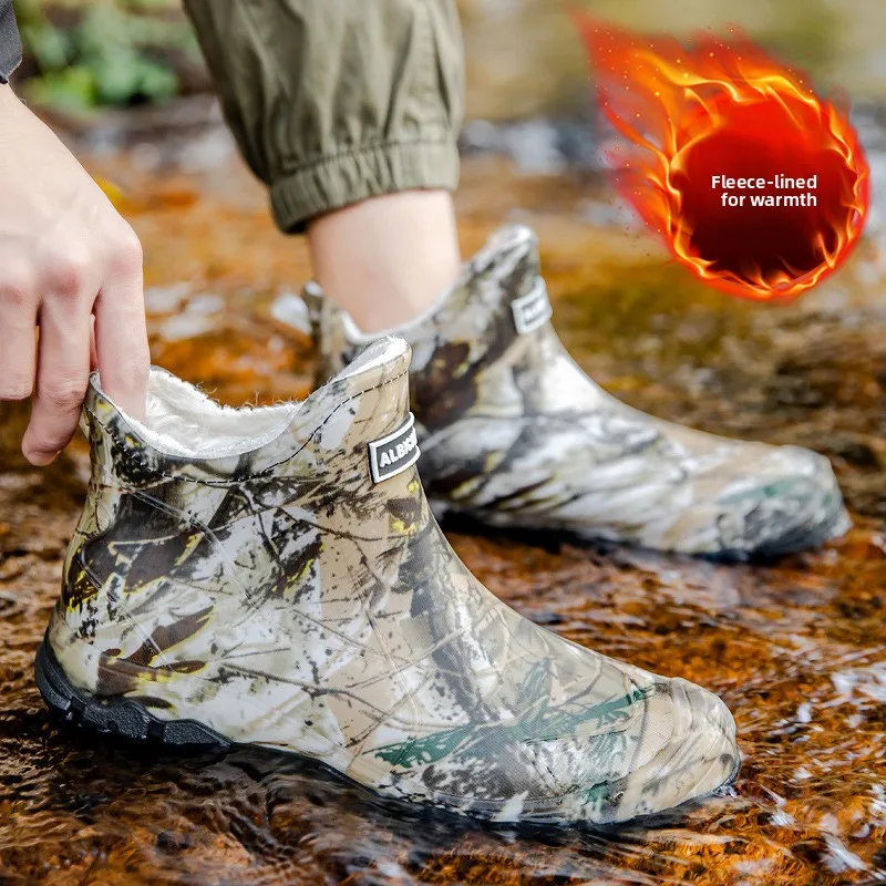 Bottes de pluie homme grande taille camouflage anti-dérapantes imperméables PVC 46 47 48