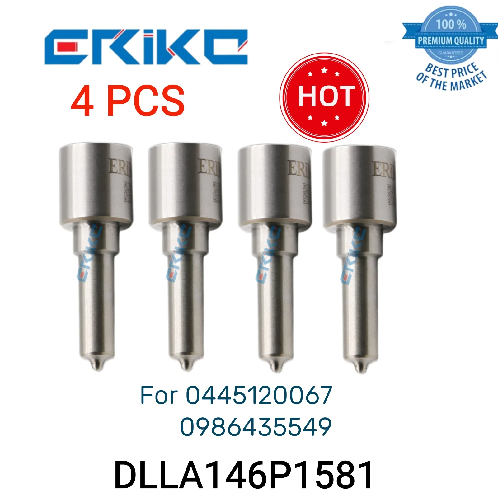 

4 PCS DLLA146P1581 0 433 171 968 Common Rail Nozzle DLLA 146 P 1581 Injector Nozzle DLLA 146P1581 fit for 0445120067 0986435549