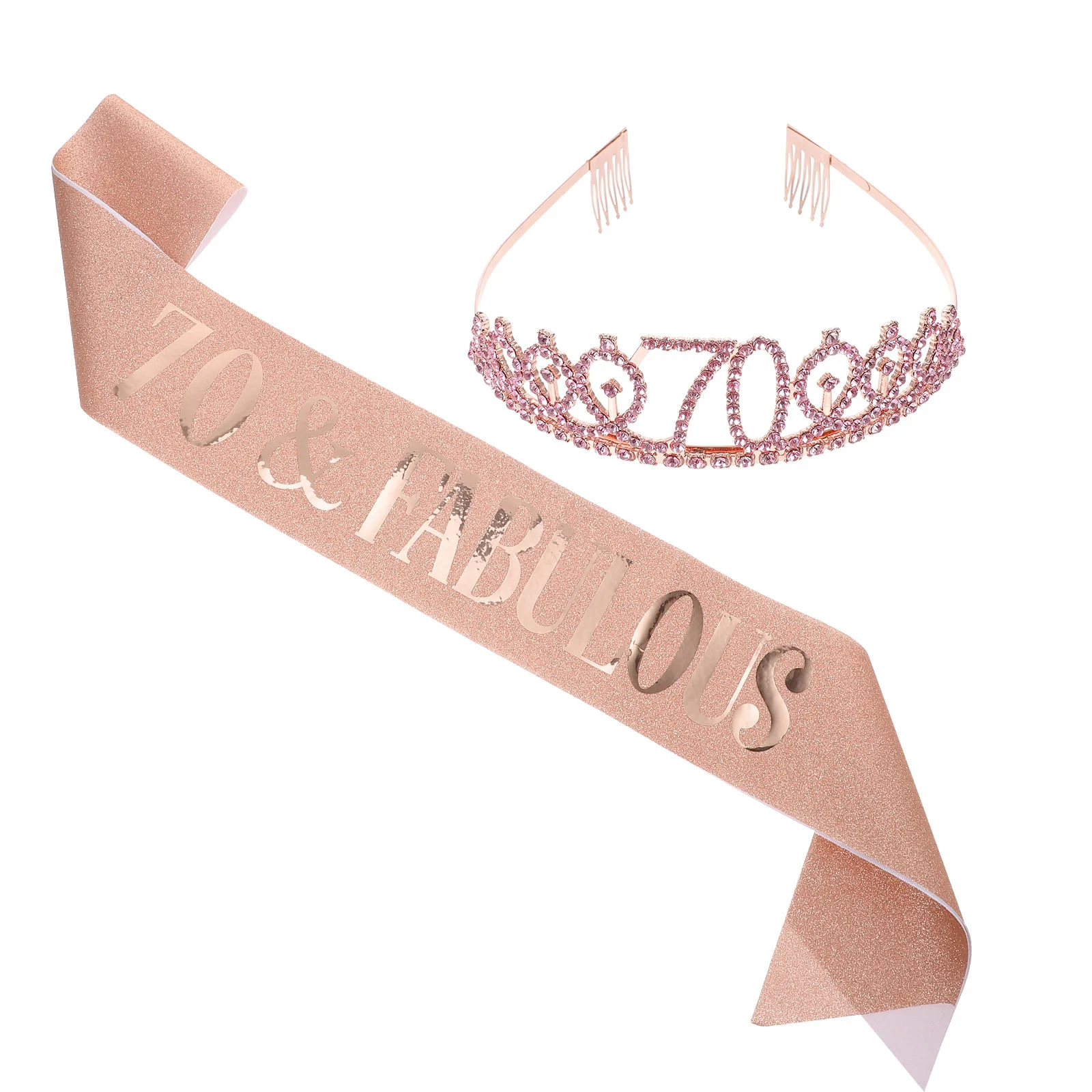 

Happy Birthday Sash for Women 70-Year-Old Shoulder Strap Crown Tiara Party Decor