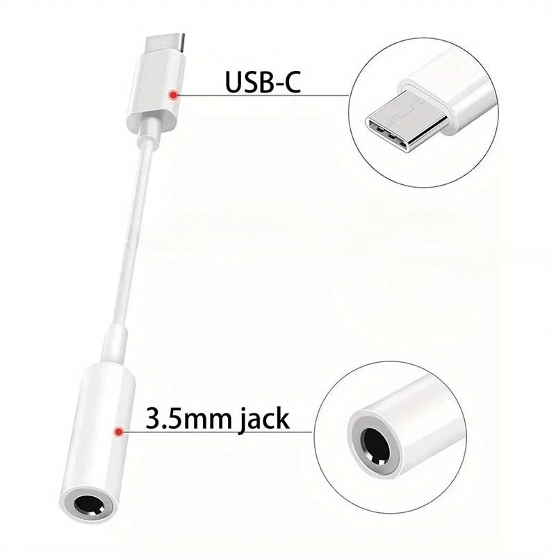 USB C to 3.5mm Female Headphone Jack Hi-Res DAC Cable Digital Audio Adaptor Dongle Earphone Cable Converter