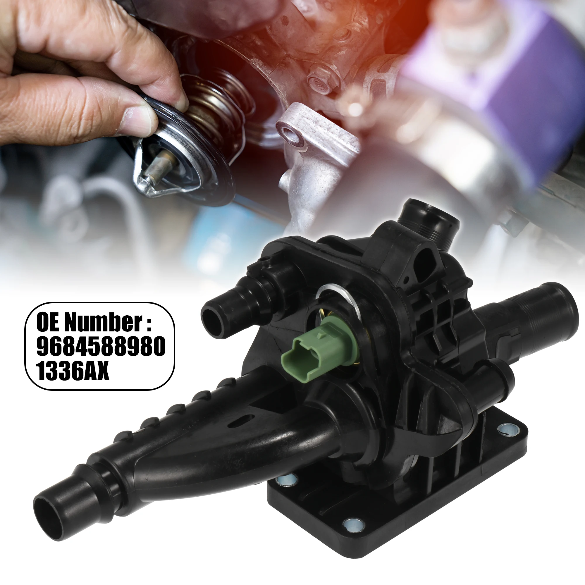 Engine Coolant Thermostat Thermostat Housing Cover X Autohaux Auto Engines Thermostat Housing 9684588980 1336AX for Peugeot 207 208 308 508 2008 3008 4008 Car Replace Accessories