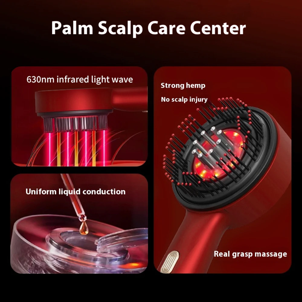 Red Electric Scalp Massage Comb Hair Growth Massager