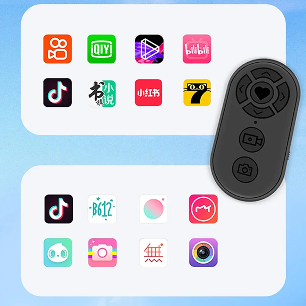 Rechargeable Bluetooth-compatible Remote Controller 7 Buttons Wireless Mobile Phone Selfie Photo Shutter for Video Page Turner