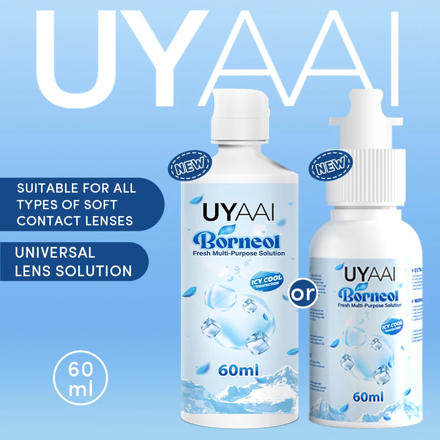 (Nouveau)UYAAI 60ML lentilles de Contact liquide Solution d'allaitement pour lentilles de Contact gouttes beauté nettoyage des élèves hydratant soins de santé des yeux