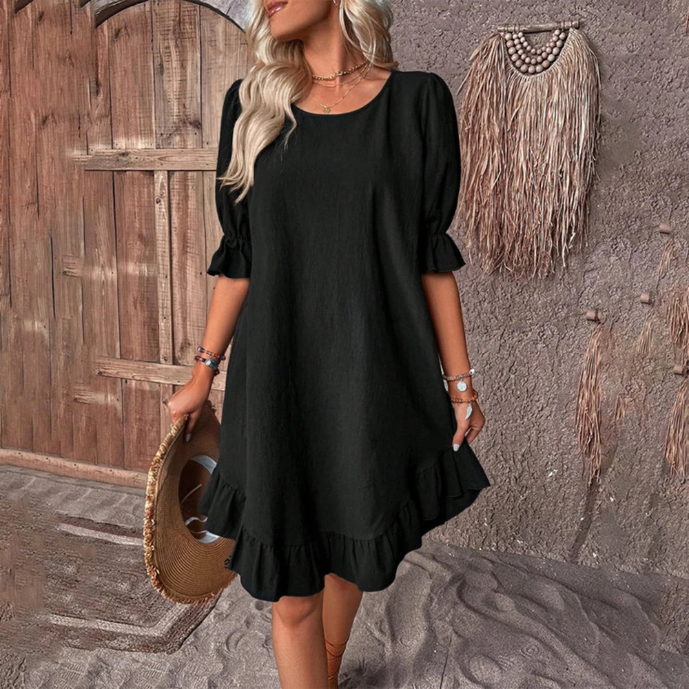 

Loose Dress for Women Clothing 2024 Summer Solid Vacation Pullover Beach Sundress Female Korean Fashion Slim Sexy Short Dresse