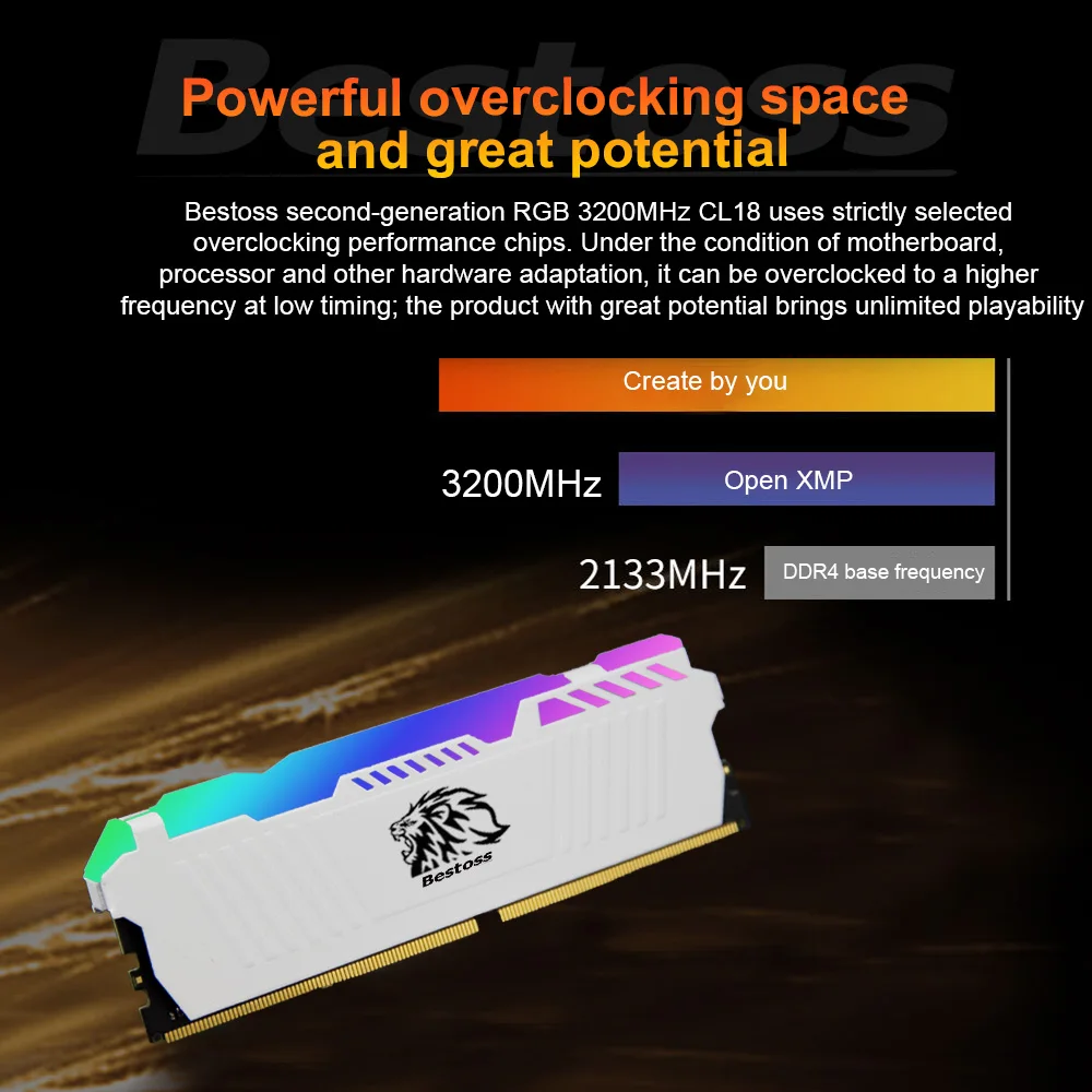 DDR4 8GB 16GB 32GB 1.2V 3200MHz UDIMM Cooling Vest Memory for Desktop Computer DIY desktop ram memory,desktop memory