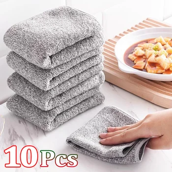 1-10 pezzi panni per pulizia in fibra di carbone di bambù addensato asciugamano assorbente d'acqua cucina stracci per olio antiaderente strofinaccio per la pulizia della casa 1