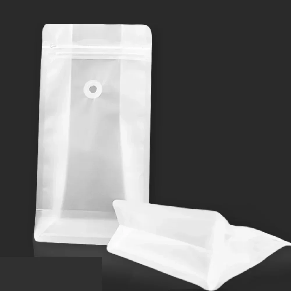 50pcs Food Grade Transparent Clear 8Oz 16Oz Food Flat Bottom Pouch Coffee Bean Food Plastic Seal Ziplock Packaging Bags 3