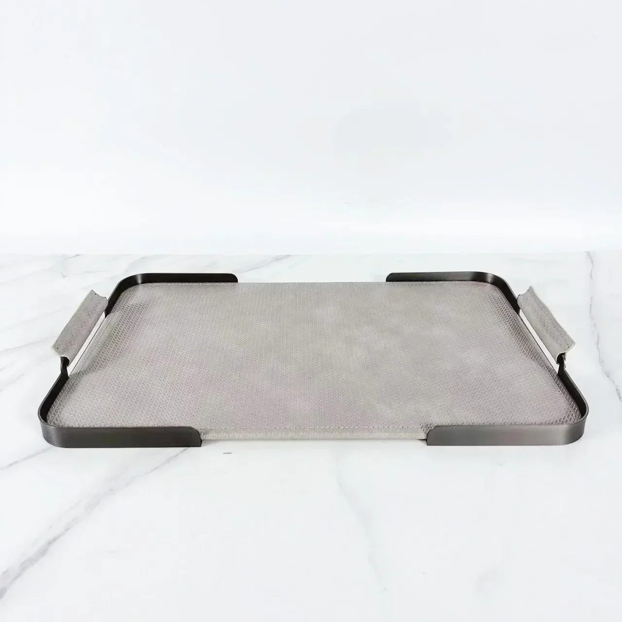 Metal Decorative Tray Rectangular Leather Tray Creative Home Decorations Living Room Storage Supplies Coffee Table Organizer