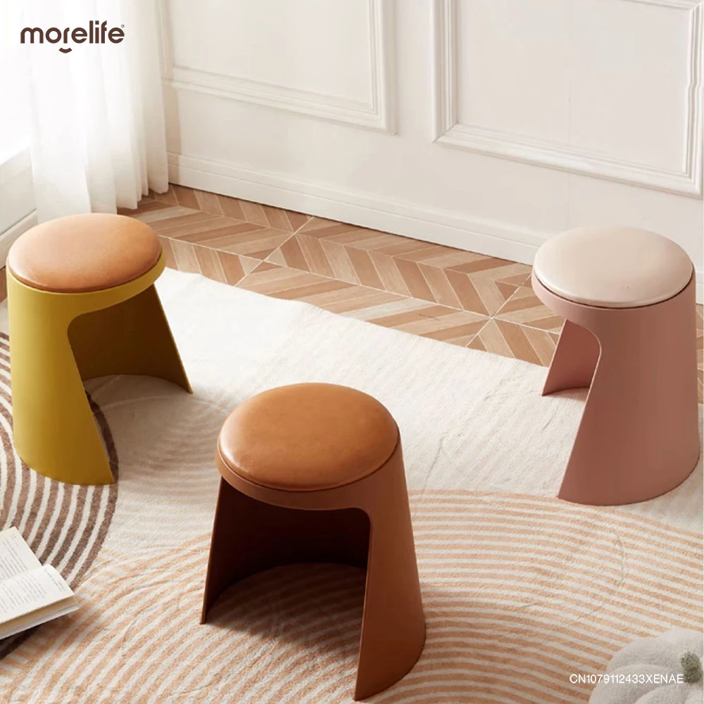

Nordic Style Creative Plastic Round Stool Modern Minimalist Living Room Stacked Shoe Changing Bench Storage Stools Furniture
