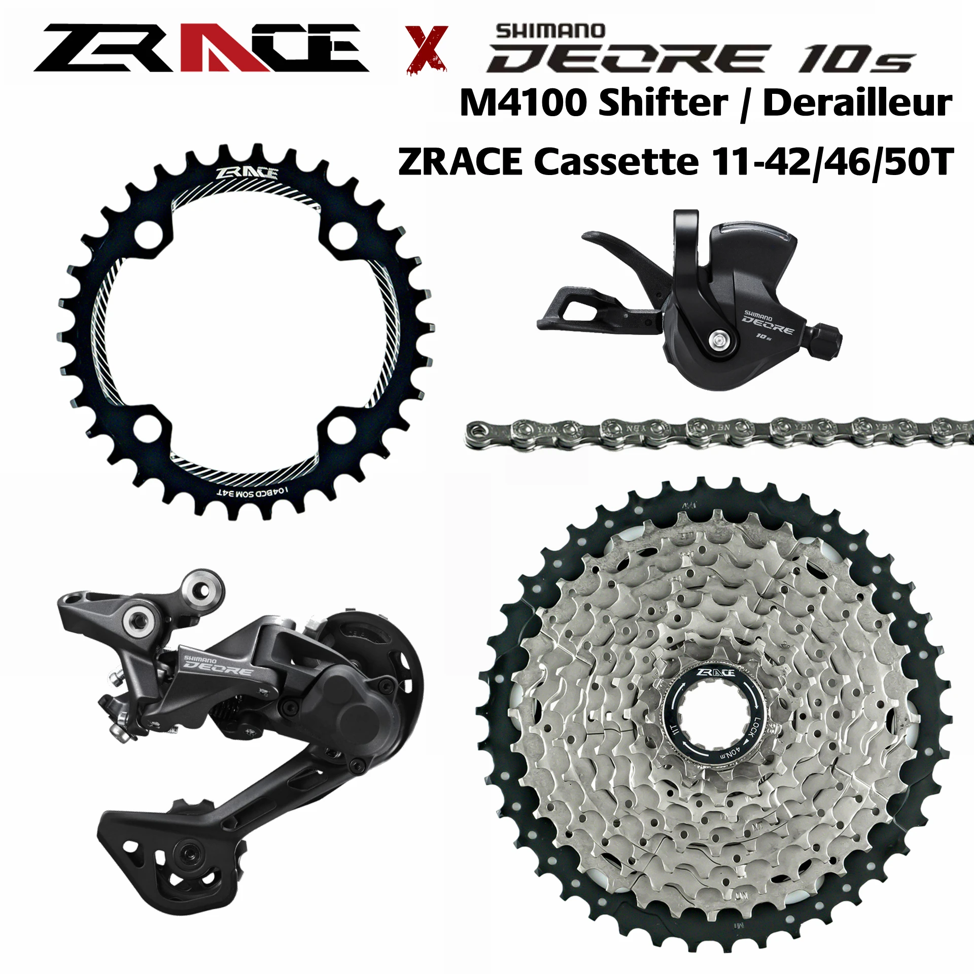 

Deore 10s M4100, SL-M4100 shifter - right + RD-M4120-SGS Rear Derailleur + ZRACE Cassette 11-42/46/50T, Replace M6000