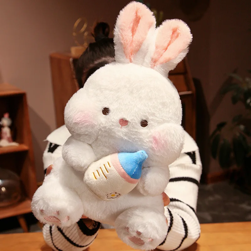 35/45/65cm Kawaii Rabbit Plush Toy Stuffed Animal Bunny Hug Milk Bottle Plushies Doll Anime Cartoon Soft Kids Girls Toys Gifts