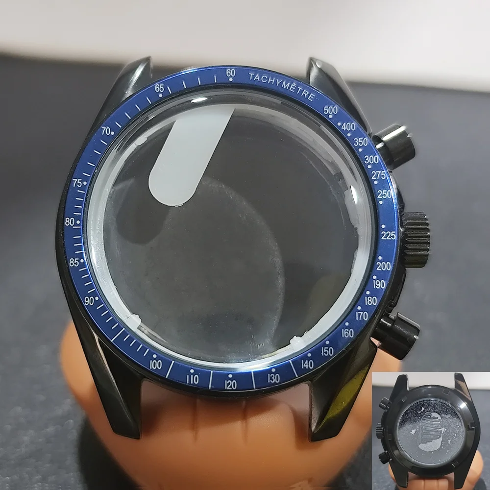 Moon Phase Chronograph Watch Case - 39.7MM Stainless Steel with Moon Pattern Back