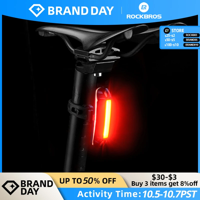 Feu Arrière Vélo RockBros LED USB - 5 Modes, Etanche, Rechargeable