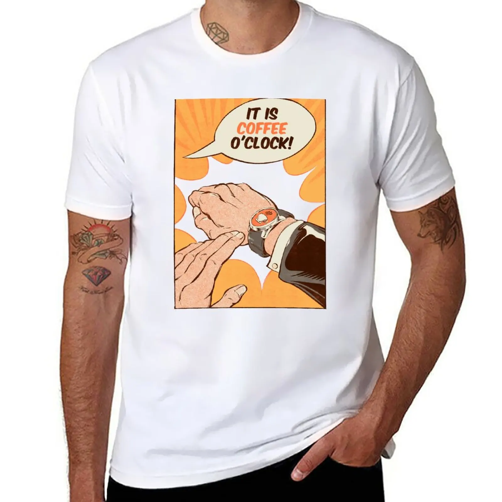 

New It is coffee o'clock T-Shirt kawaii clothes sublime t shirt black t shirt Oversized t-shirt men clothings
