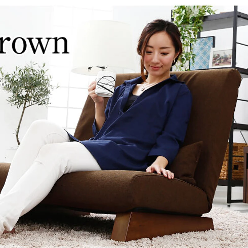 Floor Folding Single Sofa Chair With Ottoman Japanese Style