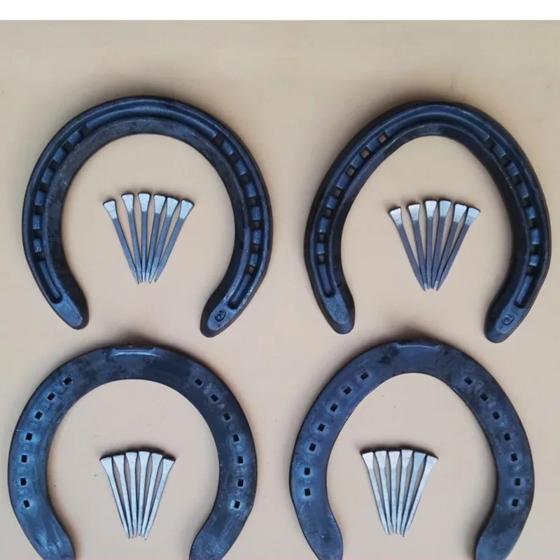 4pcssetDurableSteelHorseshoesWithNailsHorseRidingHorseRacing