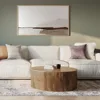 36-Inch Round, Solid Mango Wood Drum Design for Living Room, Assembled, Coffee table 1