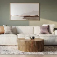 36-Inch Round, Solid Mango Wood Drum Design for Living Room, Assembled, Coffee table 1