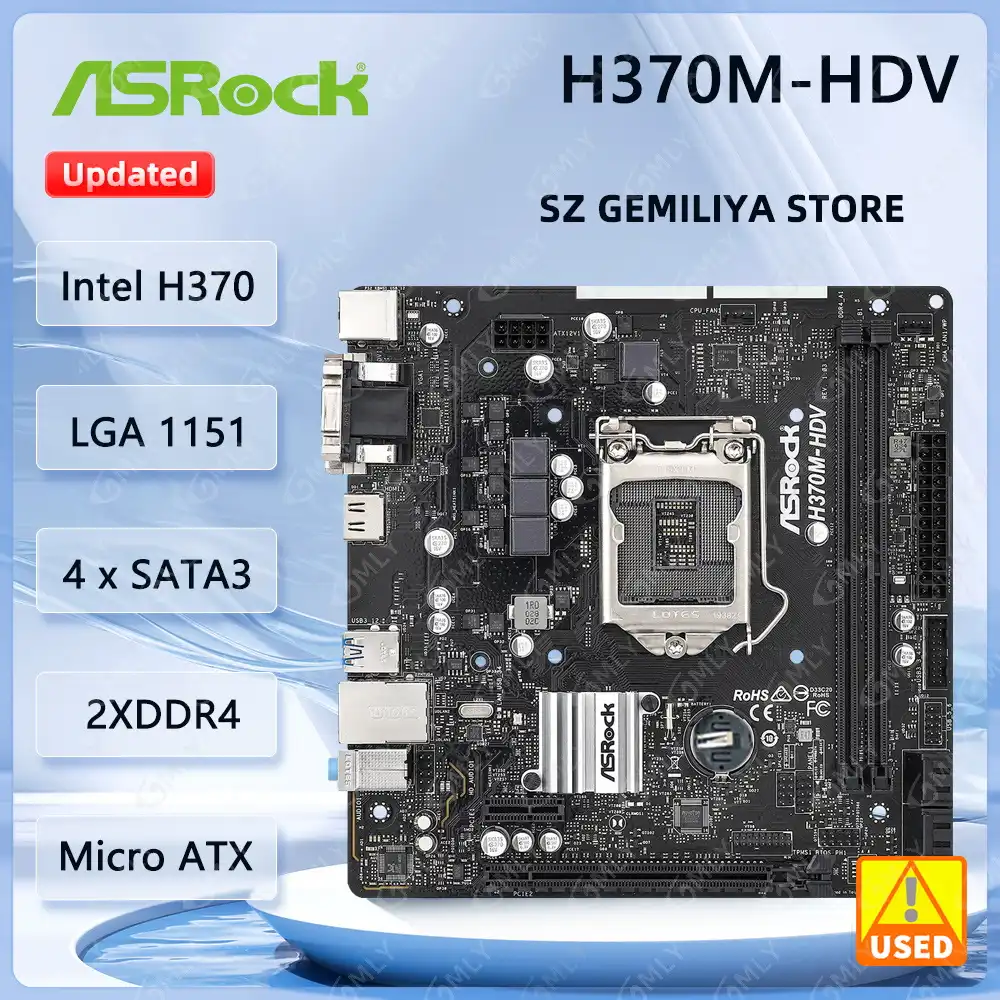ASROCK H370M-HDV Motherboard Intel H370 LGA 1151 DDR4 64GB Micro