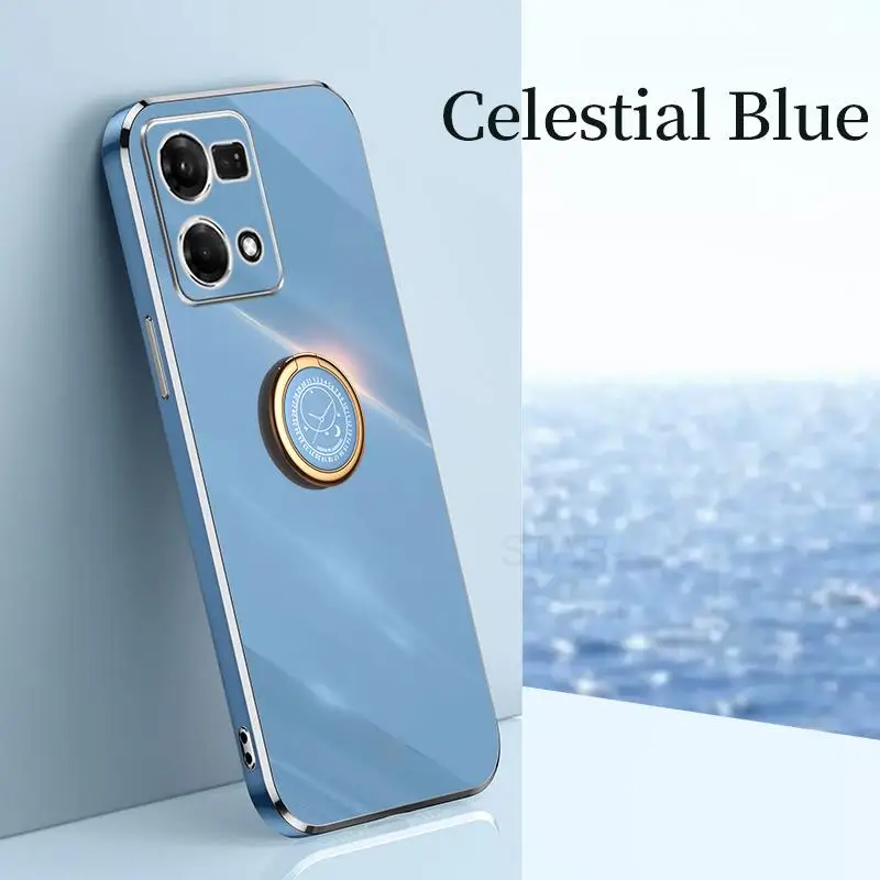Reno7 Reno8 placage anneau support étui pour Oppo Reno 7 8 6 5 Lite 9 Pro 4g 5g Silicone support couverture arrière Reno5 5lite_voghion.com