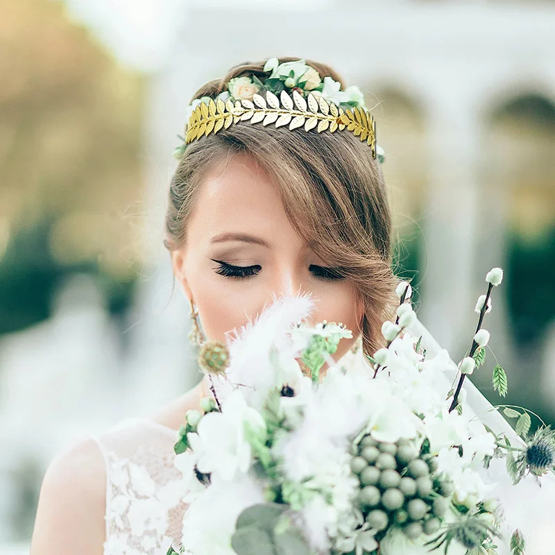 Halloween Greek Goddess Crown Gold Leaf Headband Tiara Roman Costume Accessories Brides Weddings Headdress For Girlfriend Diadem