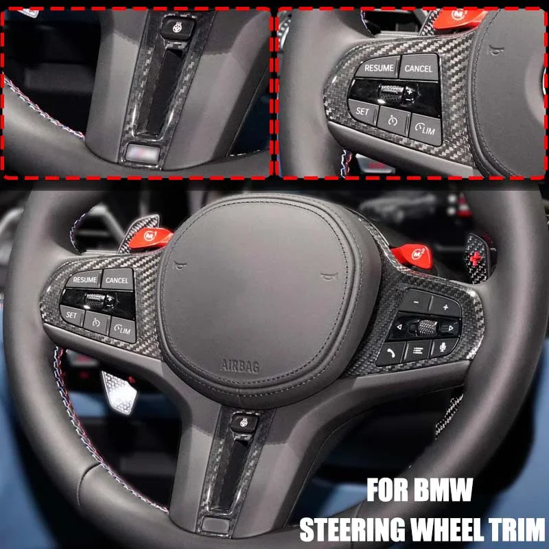 Customized Carbon Fiber Car Steering Wheel Panel Decoration Cover Trim for BMW